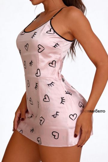 Pijama satin de corazon 