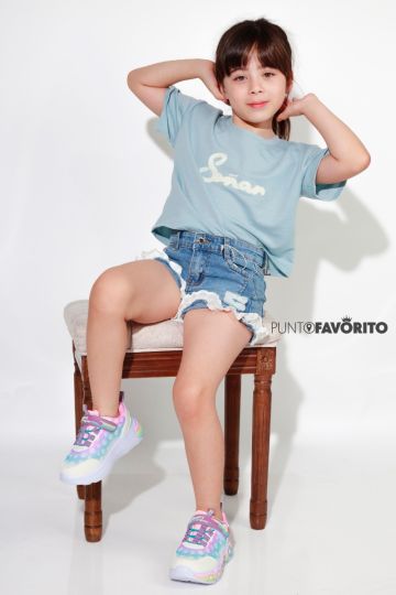 short de niña con lazos