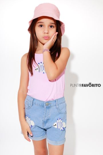 Conjunto de short de mezclilla para ni&ntilde;a