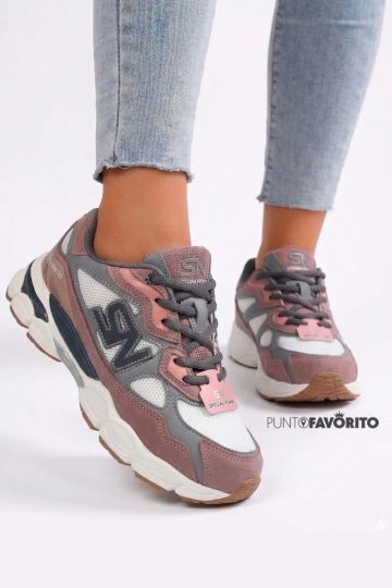 TENI SNEAKERS WHITE GREY CORAL