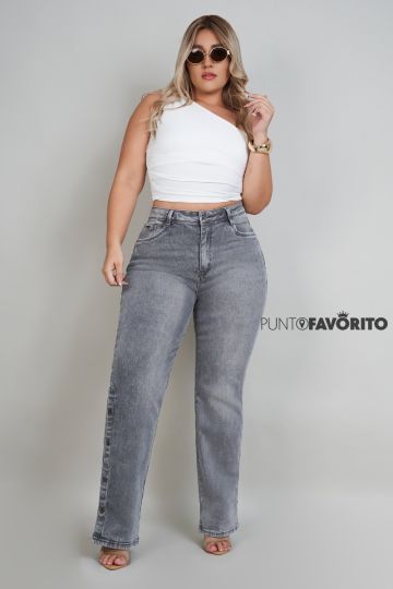 Pantalon con botones en el ruedo plus size 