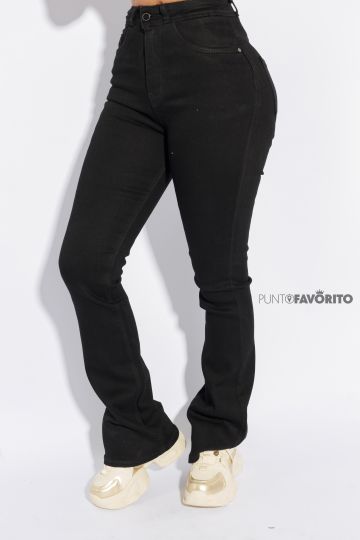Pantalon campana negro liso