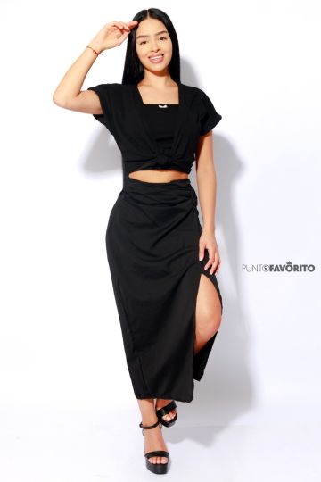 Enagua larga de dama con amarre de  medio lado