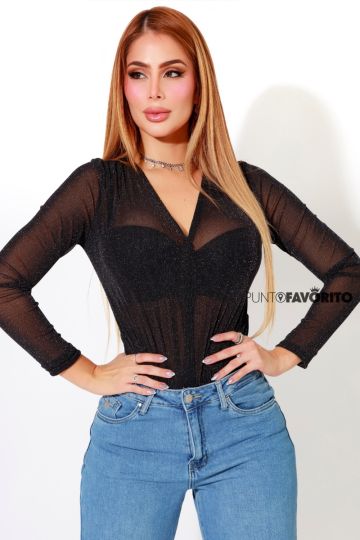 Blusa body manga larga