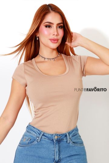 Blusa body cuello redondo
