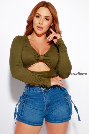 Blusa de dama manga larga strech