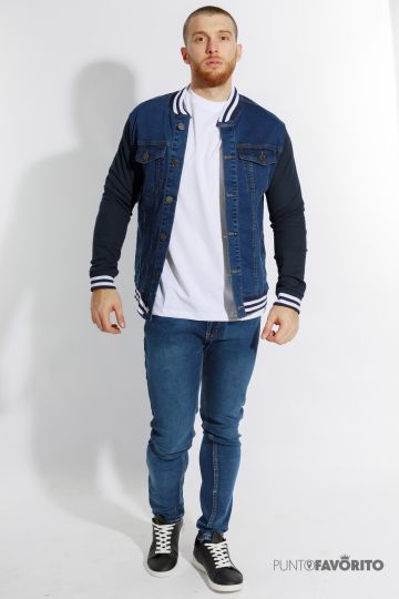 Chaqueta universitaria de mezclilla