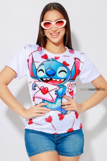 Blusa de Stich con Corazones-ONE SIZE