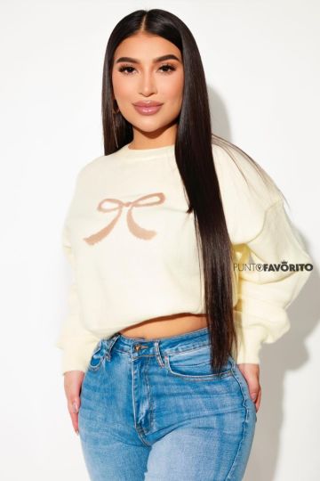 Sueter para dama tejida con lazo