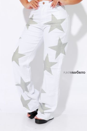 Pantalon de dama blanco con estrellas