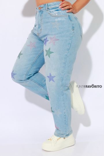 Pantalon de dama con estrellas de colores