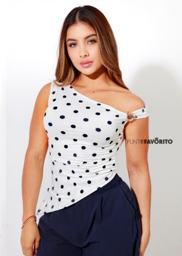 Blusa asimetrica con lunares