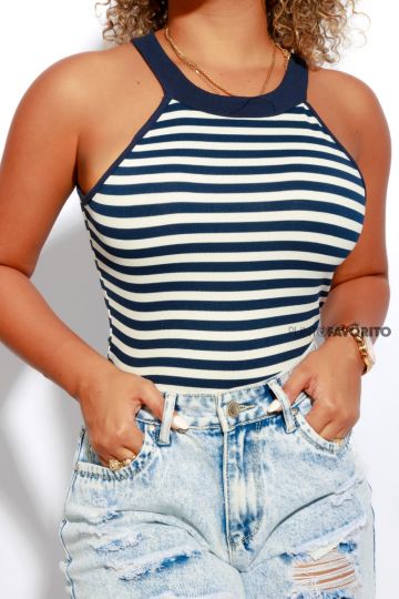 Blusa de cuello sin mangas