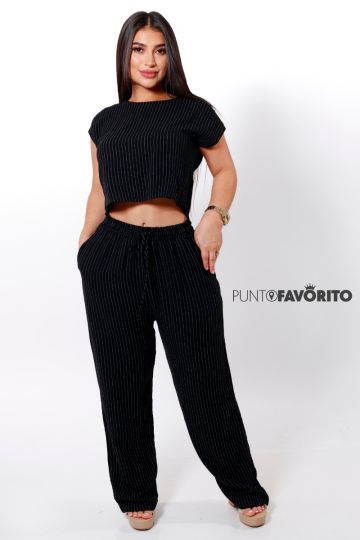 Conjunto de blusa con botones atras