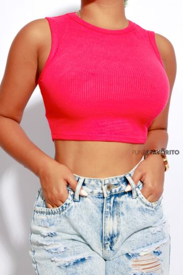 Crop top de dama sin mangas Chic