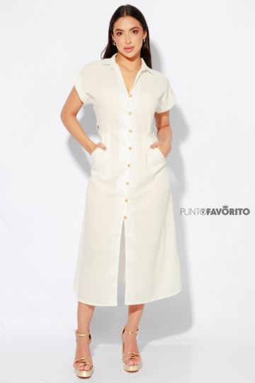 Maxi vestido de dama con faja