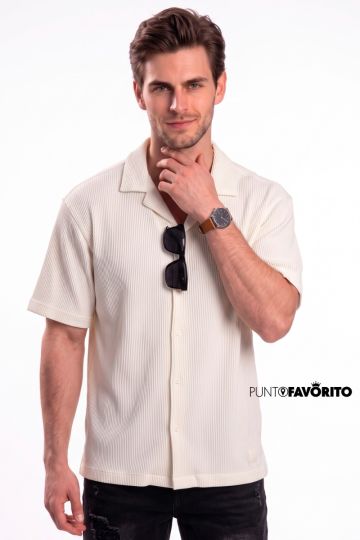 Camisa lisa manga corta con botones