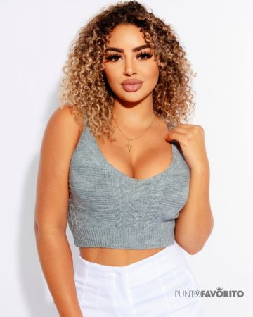 Blusa corta de tirantes tejida