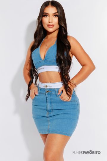 Conjunto de falda y top de mezclilla