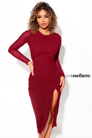 Vestido de dama con mangas transparentes