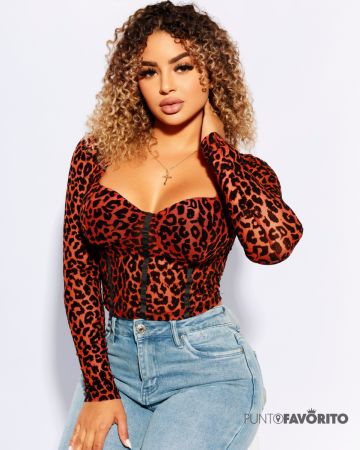 Blusa animal print manga larga