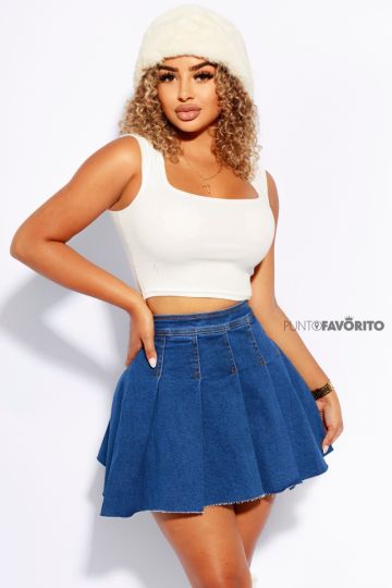 Enagua de mezclilla con paletones Azul