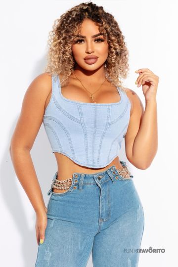 Blusa de dama de mezclilla corta