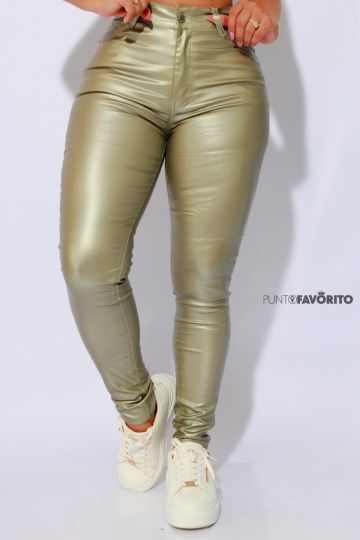 Pantalon de cuerina verde