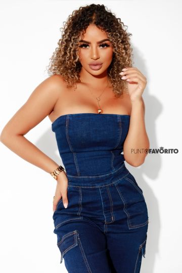 Enterizo strapless de mezclilla