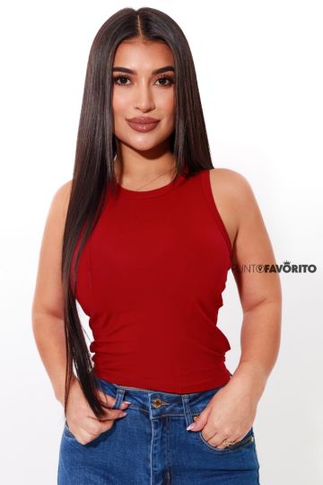 Blusa sin mangas cuello redondo