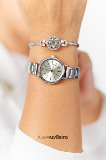 RELOJ , PULSERA QUARTZ PLATEADO