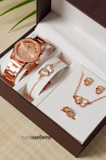 RELOJ ORO ROSA CORAZON 