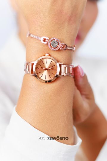 RELOJ,PULSERA QUARTZ ORO ROSA