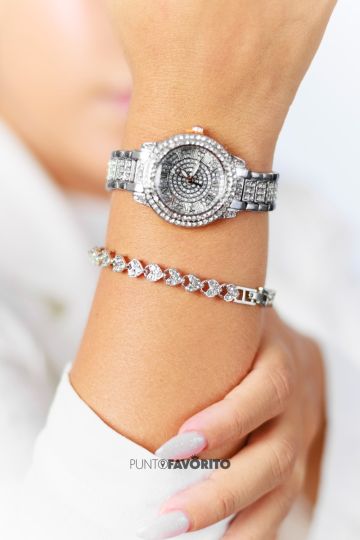 RELOJ CON PULSERA PLATEADO