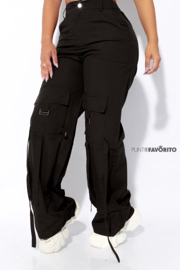 Pantalon de dama ancho con bolsas