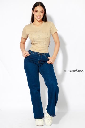 Pantalón ancho de dama liso