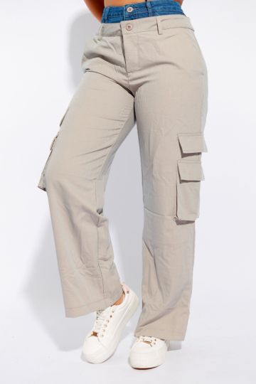 Pantalon con pretina doble de mezclilla