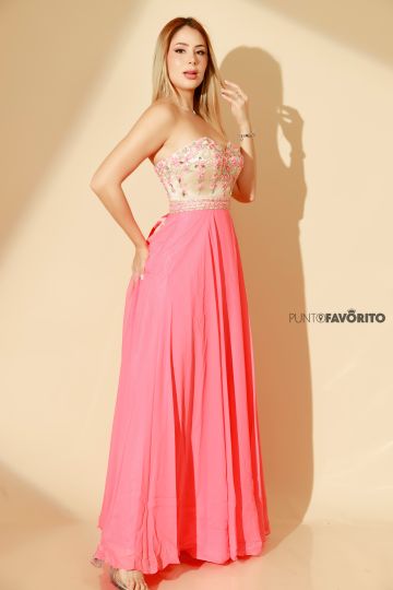 Vestido de gala strapless