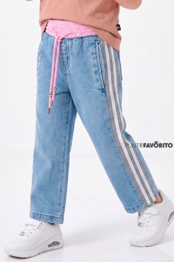 Pantalon de mezclilla con rayas para ni&ntilde;a