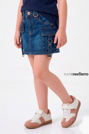 Falda short de mezclilla para ni&ntilde;a