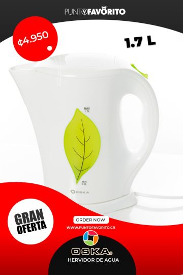 OSKA HERVIDOR DE AGUA BLANCO CON VERDE 1.7L