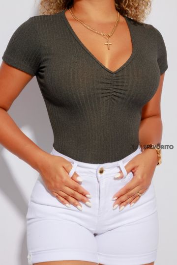 Blusa de dama manga corta V